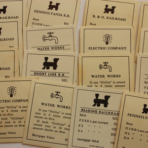 10 kart kolejowych i użytkowych Monopoly do rzemiosła, kart Monopoly, kart kolejowych, kart użytkowych Monopoly