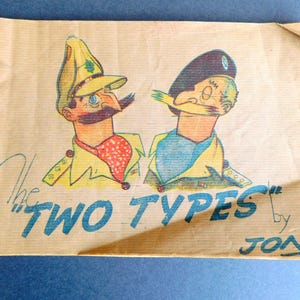 Vintage 1940&#39;s The Two Types by JON, Wartime Cartoons, WWII Cartoon, British Army, British Humor