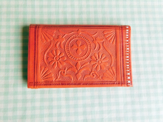 Embossed Leather Wallet, Embossed Morocco Wallet,… - image 1