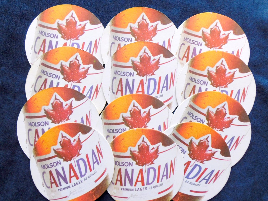 Set of 4 Vintage Molson Canadian Coasters, Beer Coasters, Beer Mats