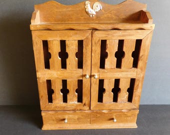 Vintage Wood Spice Rack, Country Kitchen Spice Rack, Spice Jars Holder, Wooden Spice Rack, Vintage Handmade Spice Rack, Retro Kitchen