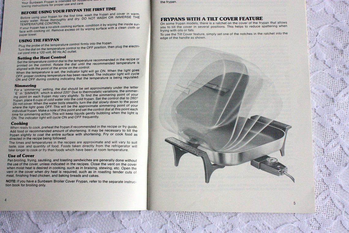 Vintage Sunbeam Frypan Recipes and Instructions Frypan Etsy