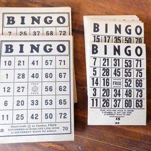 CARTES de bingo, collage de bingo, albums de coupures, bingo vintage, éphémères beiges, éphémères de bingo, cartes avec lettres et chiffres