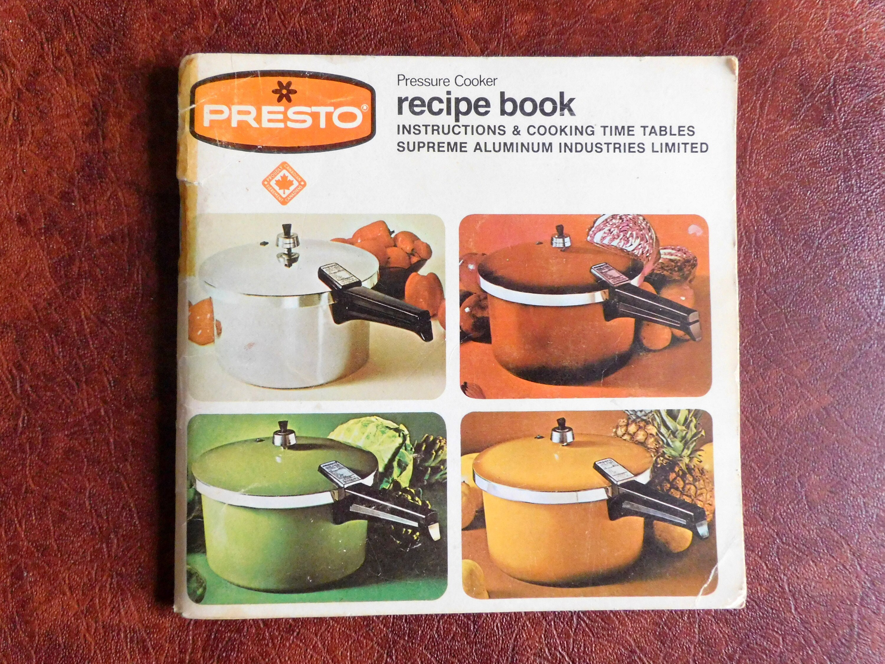 Vintage Presto Stainless Steel Pressure Cooker 4 Quart 409A Rack Recipe Book