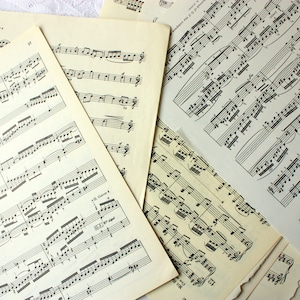20 pages à musique vintage, feuilles de musique, papier à musique vintage, partitions, papier à musique, musique éphémère
