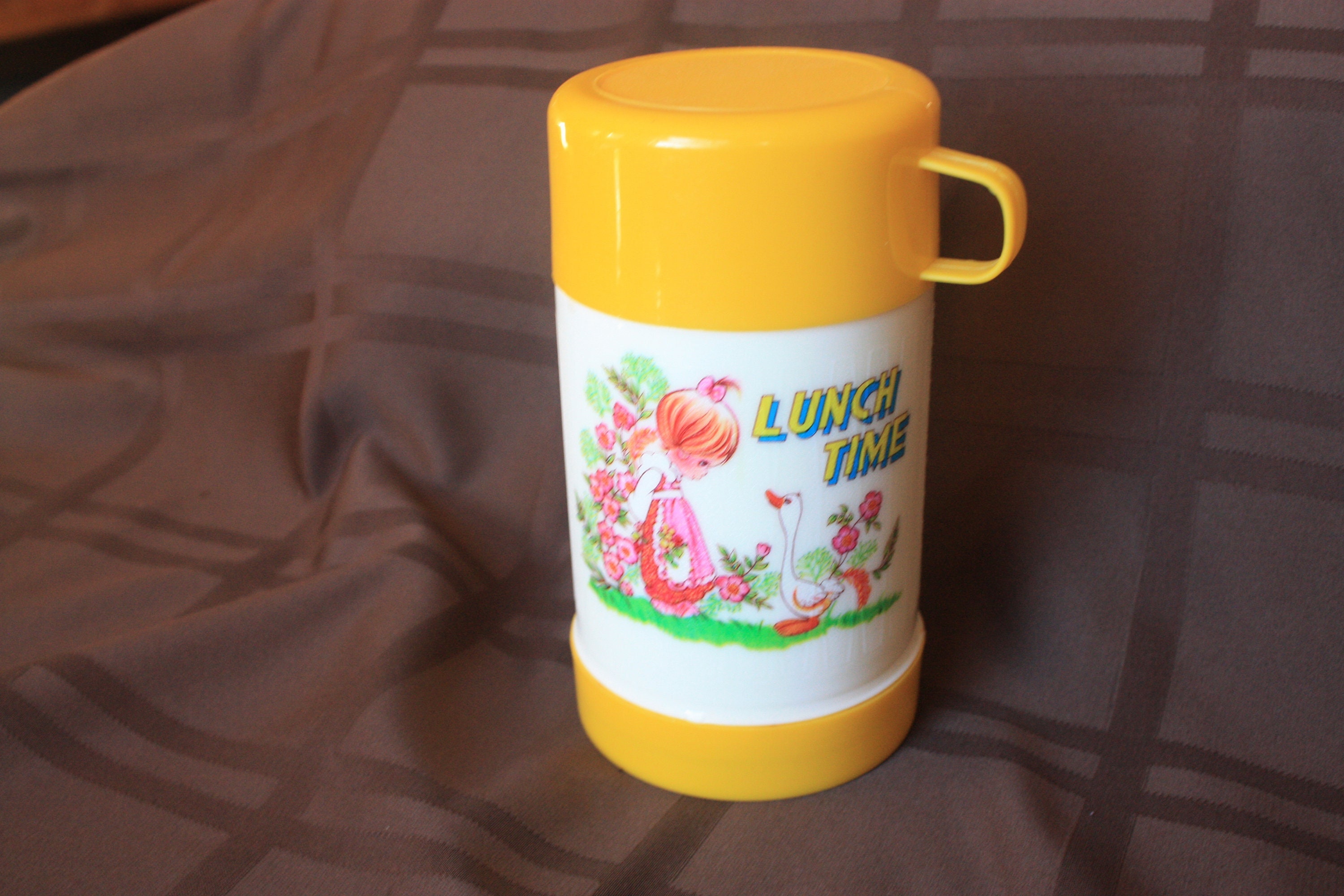 Vintage 70s Wide Mouth Thermos Model #6402 One Quart Size Yellow