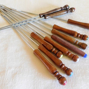 Vintage Fondue Forks with Wood Handles - Set of 10