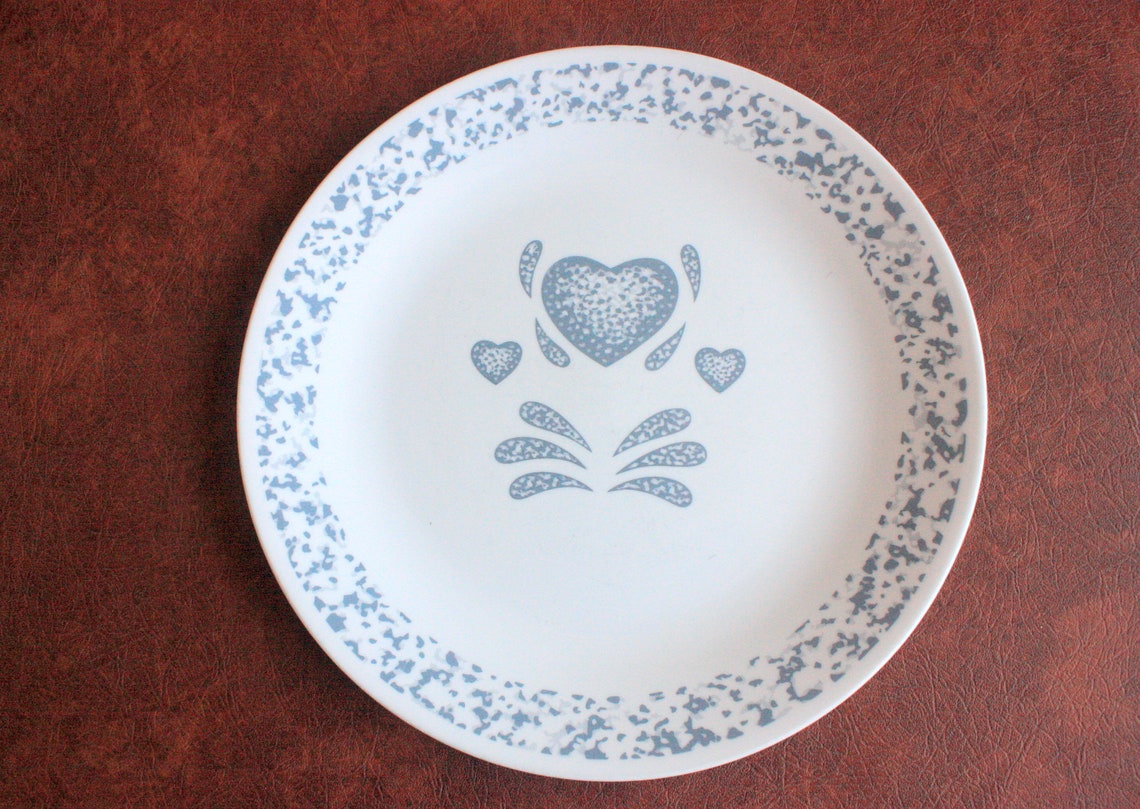 Blue Hearts Corelle Plate Garden Home Corelle Plate Corelle Etsy