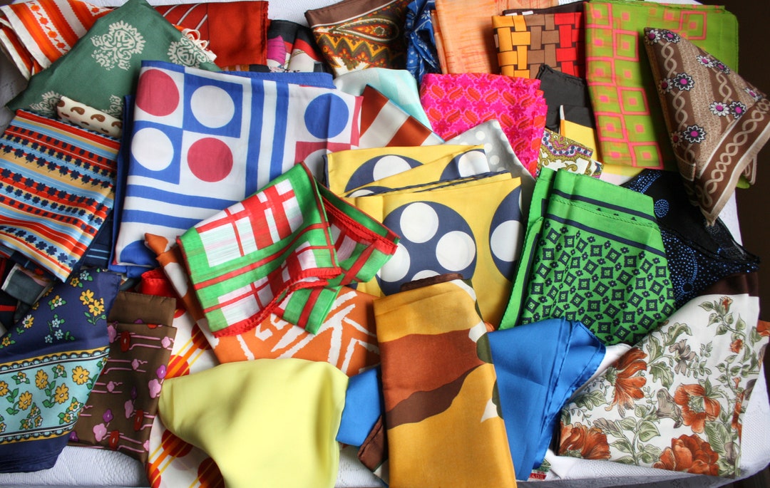 Scarves Set Vintage Scarf Lot, Assorted Patterned Scarves, Set of 7 - Etsy