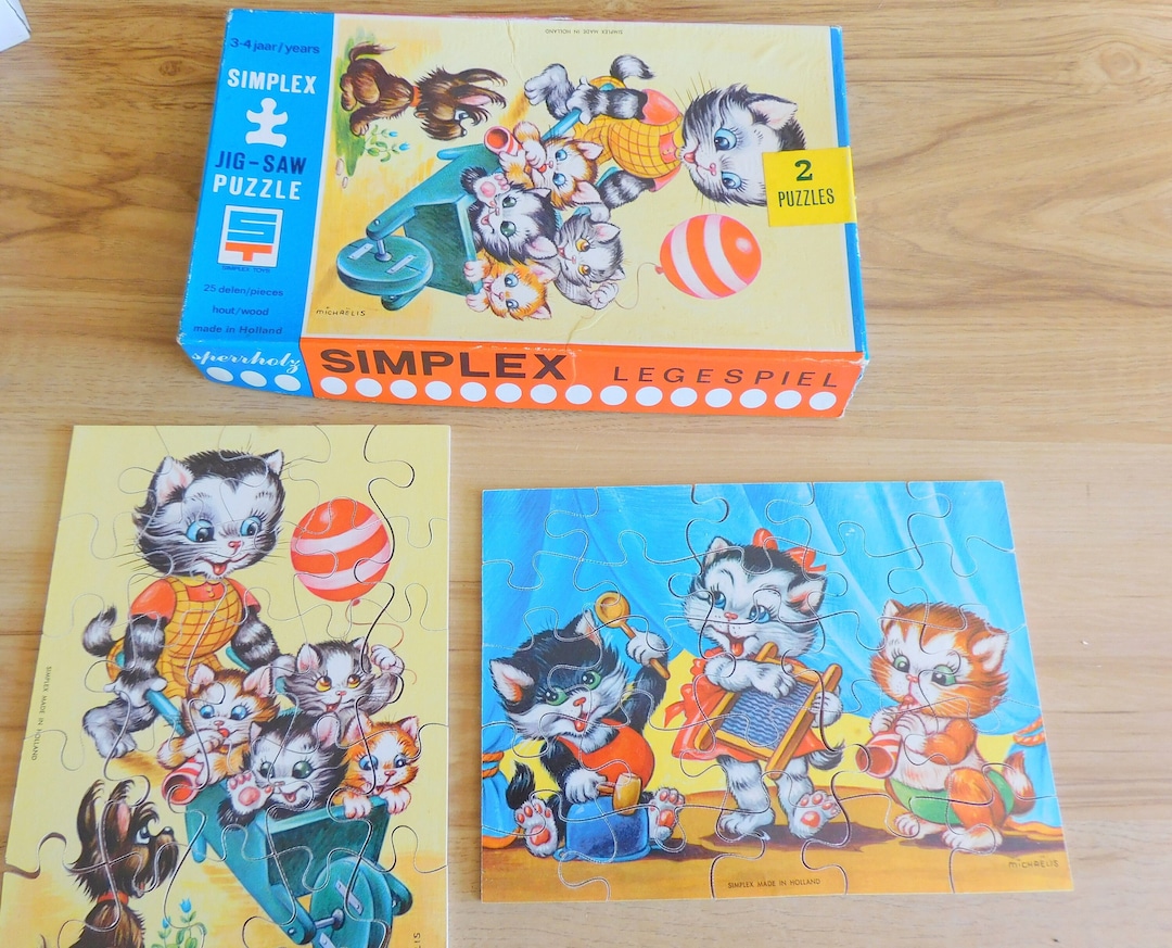Set of Two Simplex Jigsaw Puzzle, Simplex Puzzle, Wood Jigsaw Pzzle ...