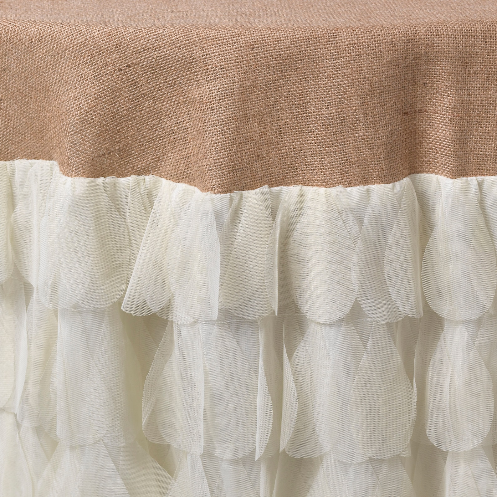 Chichi Ivory Petal and Jute Tablecloth, Tulle and Jute Tablecloth