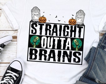 Straight Outta Brains Shirt | Cute Zombie Shirt | Spooky | Cute Fall Tee | Zombie Halloween Shirt | Halloween Tee | Zombie Tee | Fall Shirt