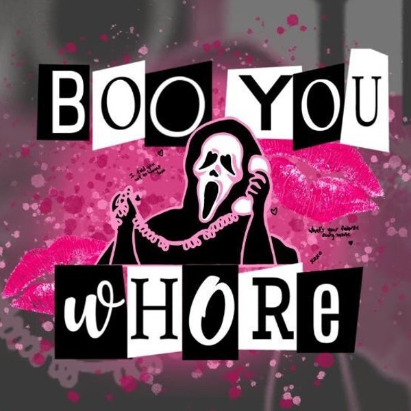 Boo You Whore Pink PNG | Halloween Ghost SVG | Nightmare Horror movie PNG | Scary png | spooky png | Movie png | mask png | voodoo doll png