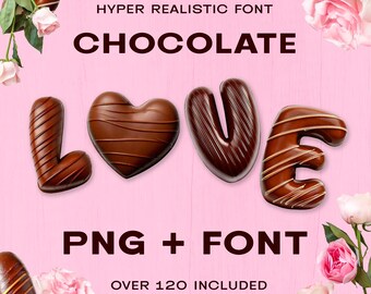 3D Chocolate Love Font | SVG & PNG Letters | Valentine's Day Font | Romantic Lover Letters | Otf Font | Photo Real Chocolate Letters