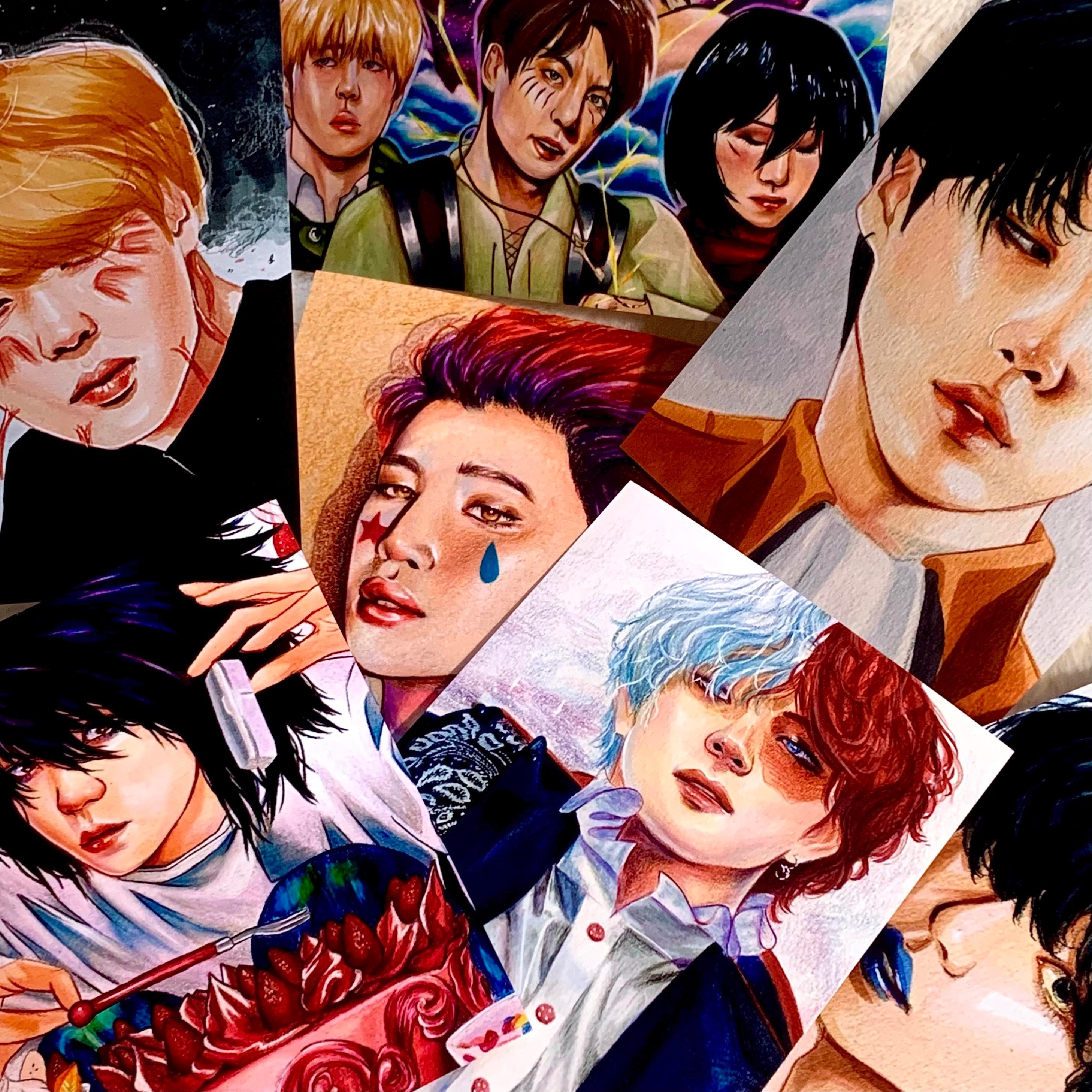 Bts Cartoon Drawing - Etsy Bts Cartoon Drawing - Etsy