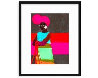 GJELINA, Girls of Color, Women of Color, Women Illustration Print, Black Girls, Best Friends, Sisters, Daughters, Wall decor, Magical