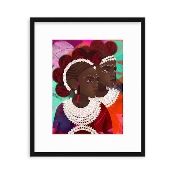 GEMINI, Girls of Color, Women of Color, Women Illustration Print, Black Artist, Best Friends, Sisters, Daughters, Wall decor, Magical