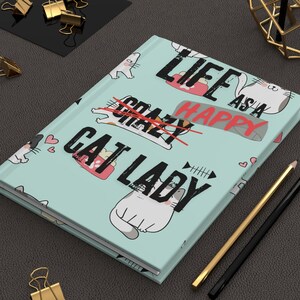 Carnet cartonné chat, joli journal/carnet, propriétaires de chats surdoués, journal intime pour elle, cadeau pour son journal intime, cadeau chat pour femme, journal pour amoureux des chats