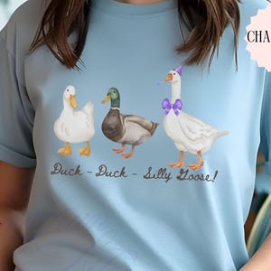 Funny Duck Silly Goose T-shirt for Animal Lovers Perfect for Gifts Casual Wear Birthdays Teacher Cute Whimsical Graphic Duck Duck Goose Tee