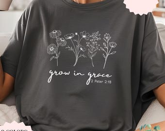 T-shirt bohème chrétien, T-shirt fleuri, T-shirt avec verset biblique, Cadeau pour femme chrétienne, T-shirt pour adolescente chrétienne, T-shirt aux couleurs apaisantes, T-shirt minimaliste