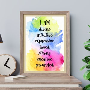 The Seven Chakras Affirmation Meditation Wall Art Poster Printable Instant Digital Download