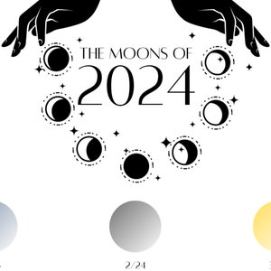 2024 Full Moon Calendar Lunar Calendar Instant Download Printable