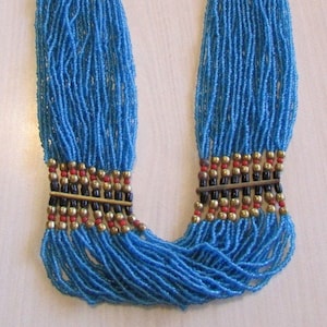 Blue Seed Bead Necklace image 1