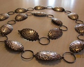Navajo Signed PJ Sterling Silver Link Concho Belt