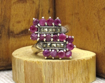Sterling Silver and Ruby Ring Size 7 3/4 +