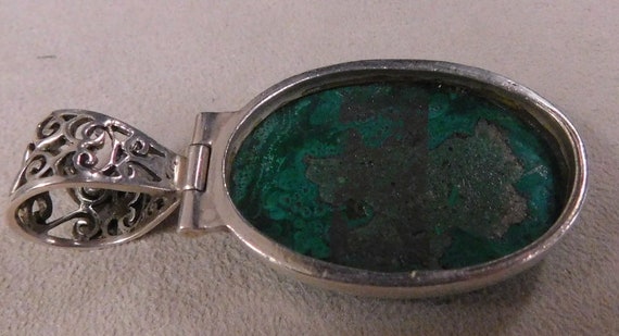 Sterling Silver and Malachite Pendant + - image 2