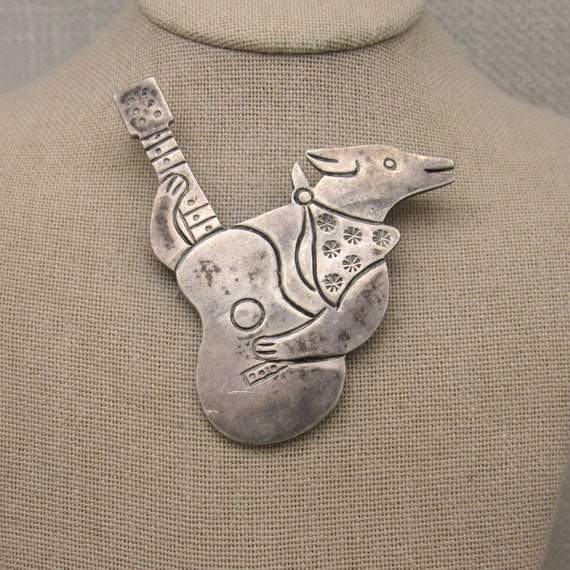 Sterling Silver Guitar Playing Coyote Pin +