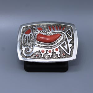 INDIAN JEWELRY インディアンジュエリー ナバホ Michael Perry マイケルペリー レッドコーラル付きバックル シルバー Michael Perry Jewelry - Etsy