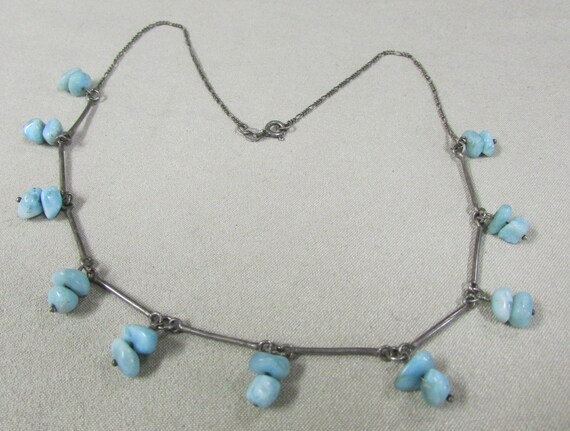 Sterling Silver and Larimar Nugget Necklace + - image 3