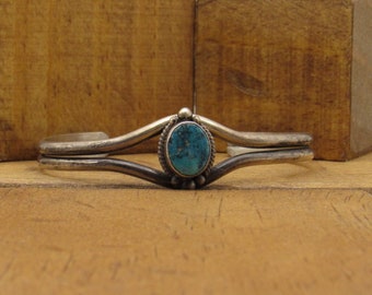 Navajo Sterling Silver and Turquoise Cuff Bracelet +