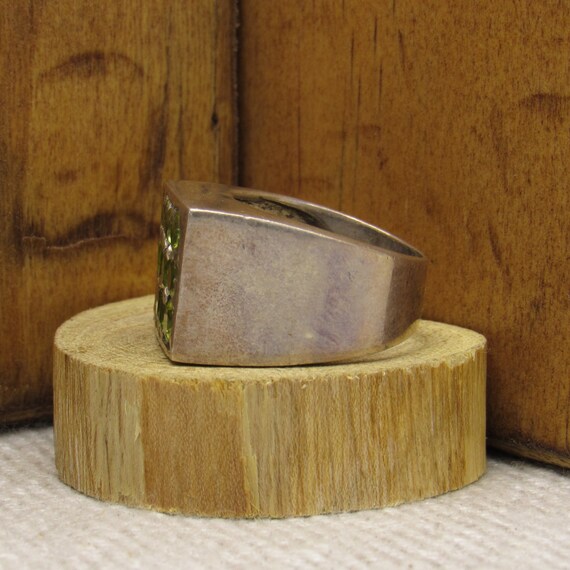 Rectangular Sterling Silver and Peridot Ring Size… - image 3