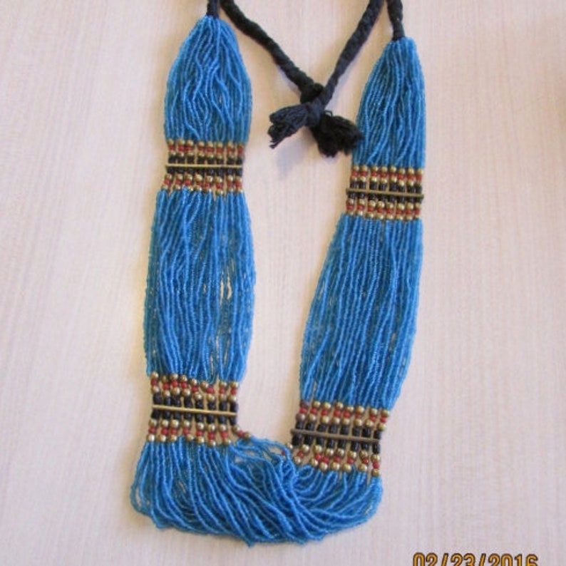 Blue Seed Bead Necklace image 4