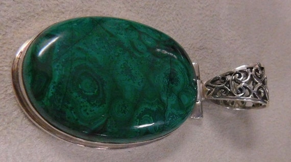 Sterling Silver and Malachite Pendant + - image 3