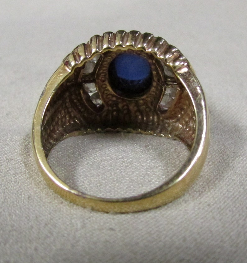 Gold Tone Sterling Silver Men/'s Ring With Blue Cab Stone Size 7
