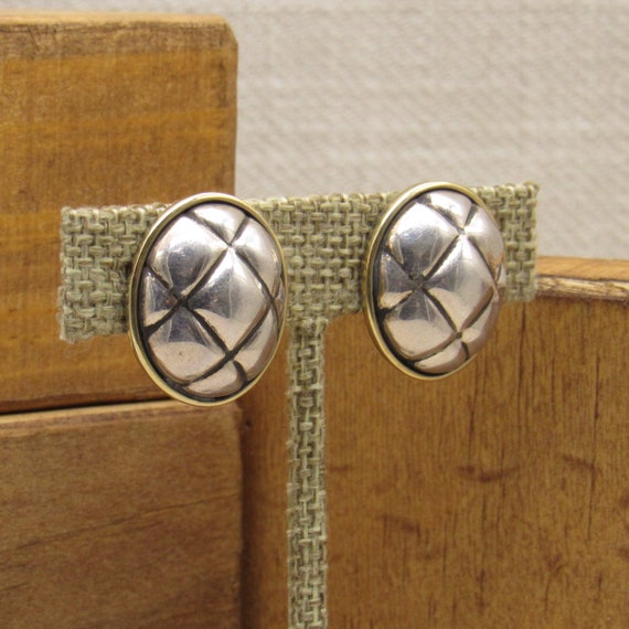 Sterling Silver Oval Clip one Earrings with Tufte… - image 2