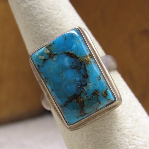 Sterling Silver and Turquoise Ring Size 6 3/4 + - image 5