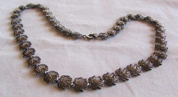 Feminine Sterling Silver and Marcasite 16 1/4" Fl… - image 1