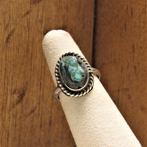 Sterling Silver and Turquoise Ring Size 5 1/4 + - image 5