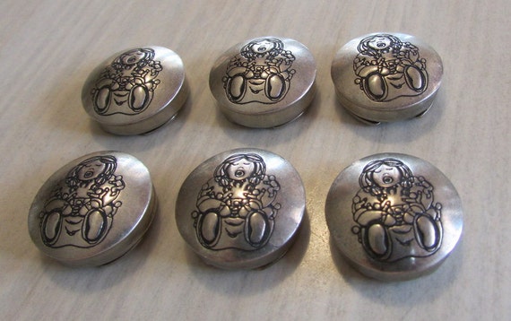 Sterling Silver Storyteller Button Covers Set of 6 + - Gem