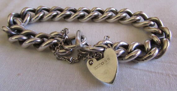 Heavy Sterling Silver Link Toggle Bracelet with H… - image 2