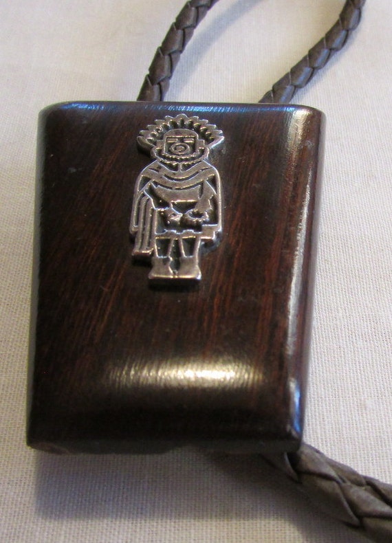 Wood and Early Morning Singer Kachina Bolo Tie + - image 2