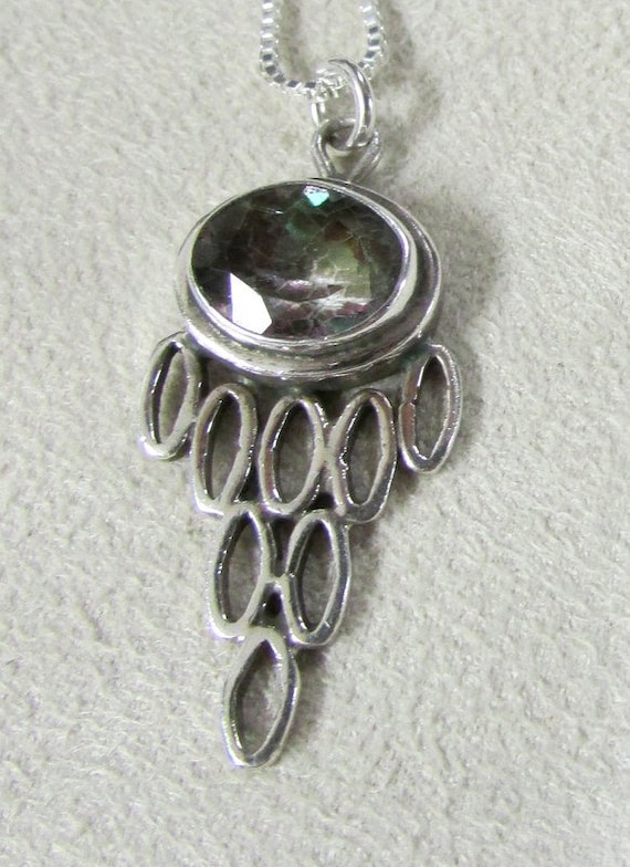 Sterling Silver and Mystic Topaz Necklace +