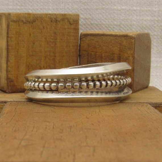 Heavy three Row Sterling Silver Cuff Bracelet + - image 2