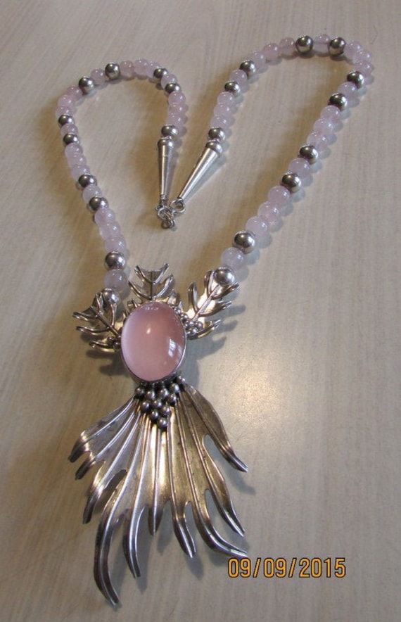 Gorgeous Sterling Silver and Rose Quartz Carol Fel