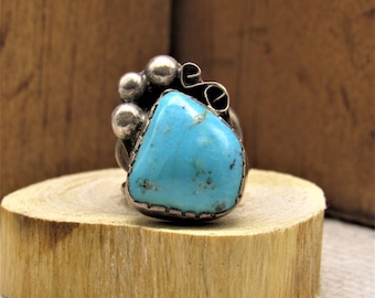 Sterling Silver and Turquoise Ring Size 5 1/4 +