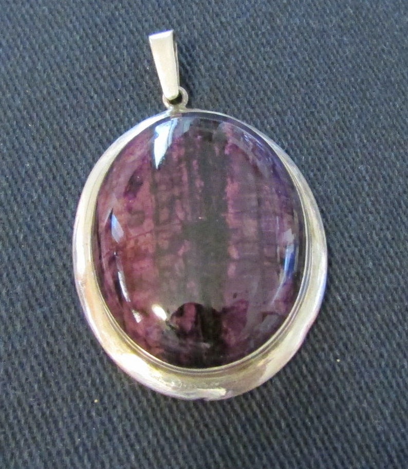 Sterling Silver Pendant with Purple Striated Stone image 4